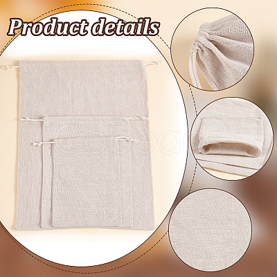 PandaHall Elite 18Pcs 3 Sizes Linen Pouches ABAG-PH0001-46-1