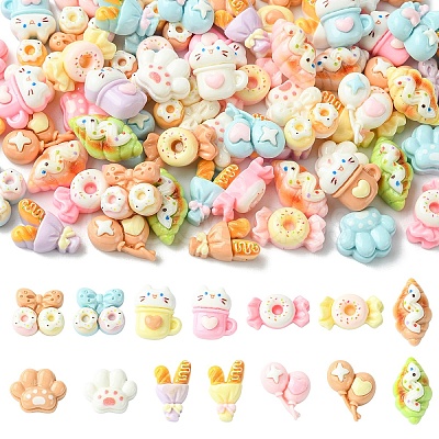 70Pcs 7 Styles Opaque Resin Cabochons RESI-YW0006-13-1
