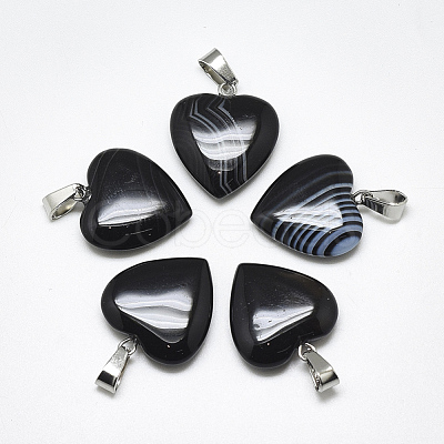 Natural Banded Agate/Striped Agate Pendants G-T122-24D-1