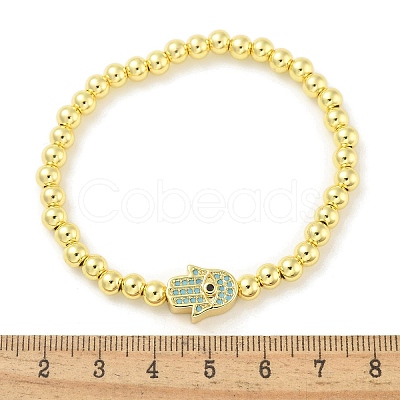 Brass Micro Pave Cubic Zirconia Beads Bracelets for Women BJEW-S158-09G-1