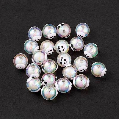 UV Plating Rainbow Iridescent Acrylic Enamel Beads OACR-I003-17A-1