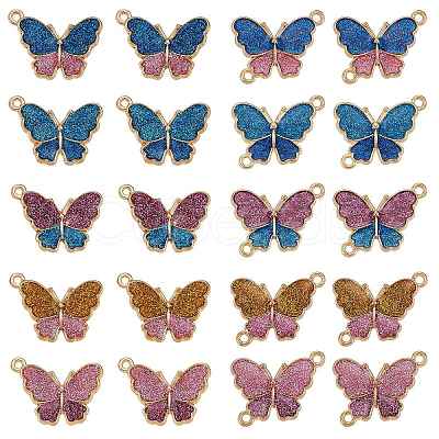 20Pcs Butterfly Alloy Enamel Pendants & Links Connectors JX228A-1