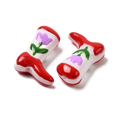 Boot Baking Paint Glass Enamel Beads LAMP-C020-02L-1