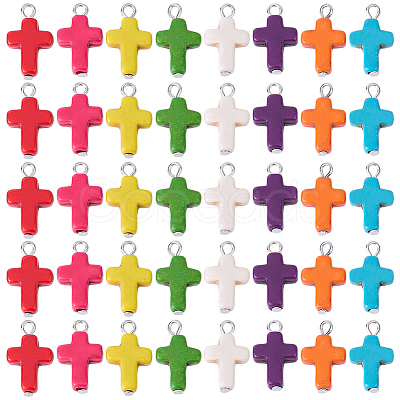 100Pcs Dyed Synthetic Turquoise Pendants PALLOY-SC00031-1