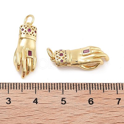 OK Gesture Rack Plating Brass Micro Pave Cubic Zirconia Pendants KK-G512-30G-1