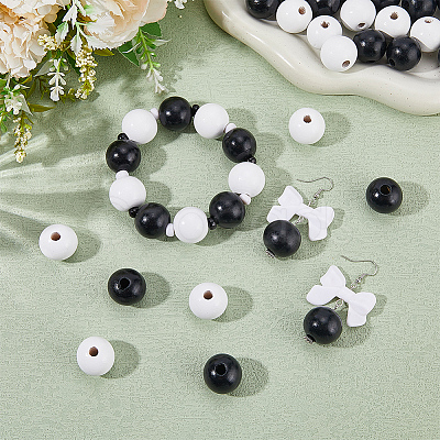 50Pcs 2 Colors Wood Large Hole European Beads WOOD-SP0001-50-1