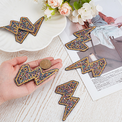 Polyester & Felt & Sequin Embroider Thread Iron on/Sew On Patches DIY-WH0591-578-1