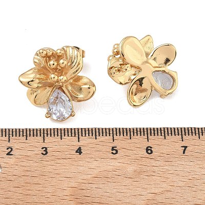Valentine's Day 304 Stainless Steel Cubic Zirconia Stud Earrings for Women EJEW-F411-01G-02-1