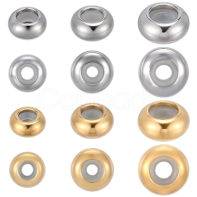 36Pcs 6 Styles 304 Stainless Steel Beads STAS-BBC0008-49-1