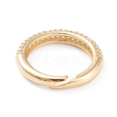 Adjustable Brass Micro Pave Cubic Zirconia Cuff Rings RJEW-L098-007A-G-1
