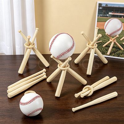 10 Sets Wooden Mini Bat Baseball Stands ODIS-TW0001-06B-1