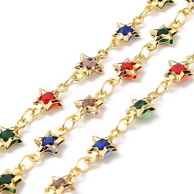 Star Handmade Brass Glass Beaded Chains CHC-M024-03G-1