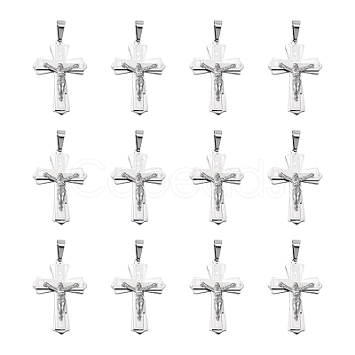 Tarnish Resistant 304 Stainless Steel Crucifix Cross Big Pendants for Easter STAS-V0493-79C-1