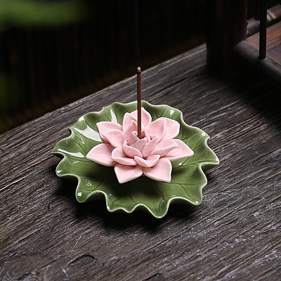 Lotus Leaf & Lotus Flower Porcelain Incense Burners PW-WG78E79-02-1