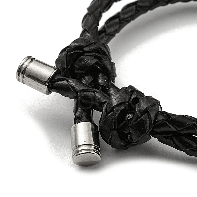 Adjustable Leather Cords Braided Double Layer Multi-strand Bracelets BJEW-F468-01-1