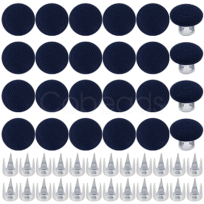 24 Bags Flat Round Cloth Cap Nail Buttons BUTT-BC0001-21B-1