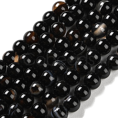 Natural Striped Agate/Banded Agate Beads Strands G-Z060-A01-A08-1