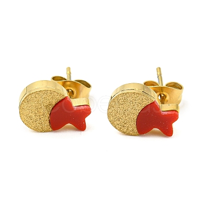 Acrylic Fish Stud Earrings EJEW-P233-02G-1