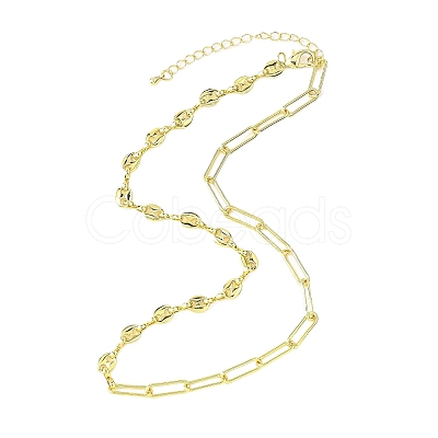 Brass Paperclip Chain Coffee Bean Chain Necklaces NJEW-JN05578-1
