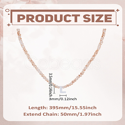 1Pc Glass Rondelle Beaded Necklaces NJEW-LP0007-23L-1