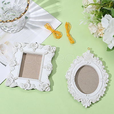 2 Sets 2 Styles Vintage Resin Hanging Photo Frame RESI-SP0001-21B-03-1
