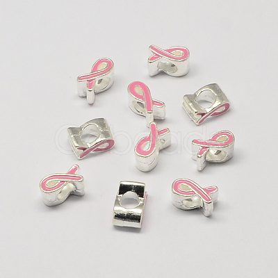 Alloy Enamel Awareness Ribbon Large Hole European Beads X-MPDL-R036-41B-1