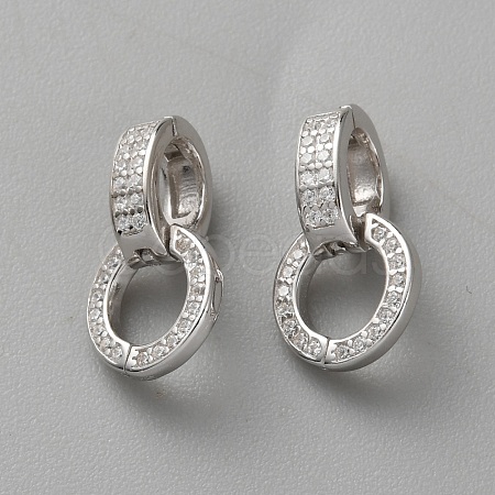 925 Sterling Silver Pave Cubic Zirconia Twister Clasps STER-WH0027-07A-P-1