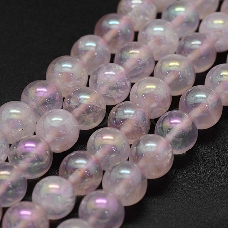 Electroplated Natural Rose Quartz Beads Strands G-K285-06-8mm-1