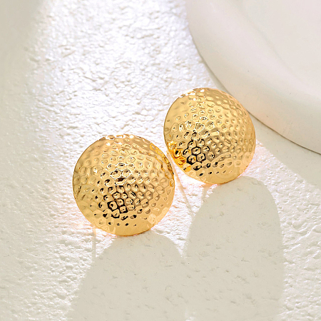 Alloy Hammered Half Round Stud Earrings AZ7064-3-1