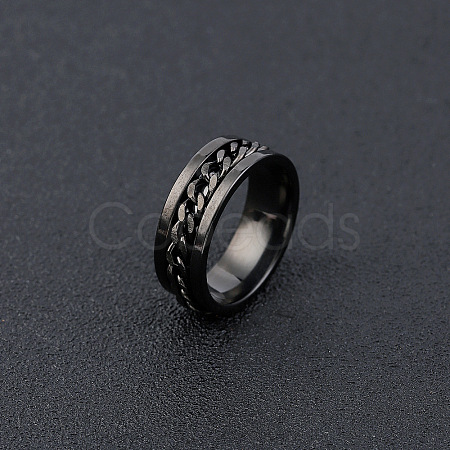 304 Stainless Steel Rotatable Chain Finger Rings for Men FS-WG60CA3-39-1