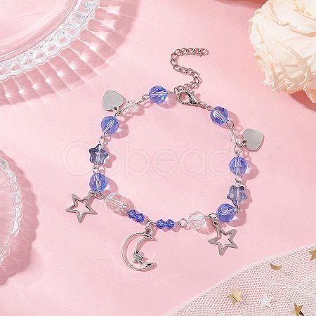 Glass Beaded Bracelets BJEW-JB11610-01-1