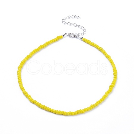 Glass Seed Beaded Necklaces NJEW-JN02691-01-1