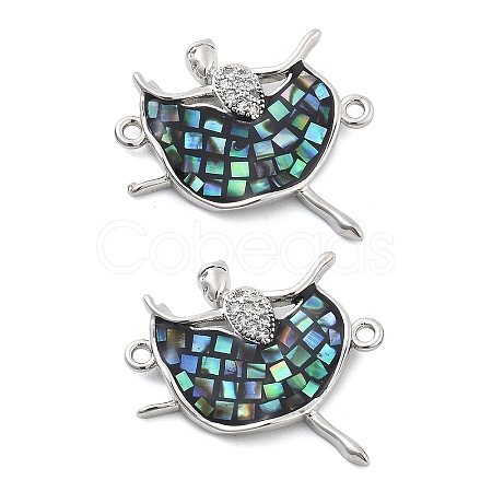Rack Plating Brass Micro Pave Clear Cubic Zirconia Dancer Links Connector Charms KK-K380-14P-01-1