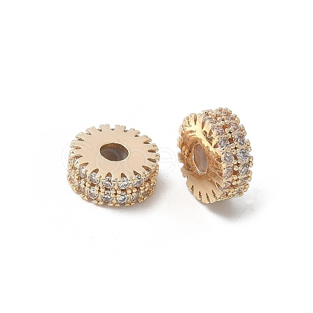 Brass Micro Pave Cubic Zirconia Daisy Spacer Beads KK-U052-32G-NF-1