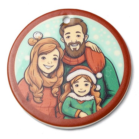 Christmas Handmade Printed Porcelain Big Pendants PORC-F009-03-1