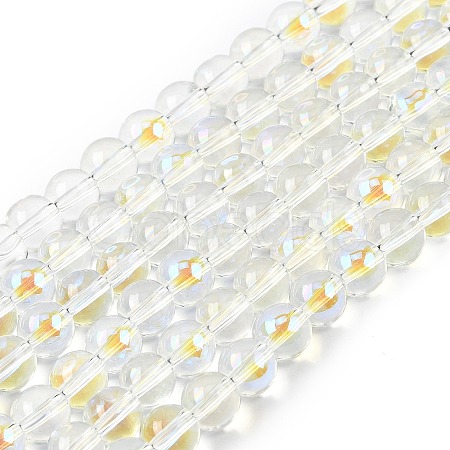 Electroplate Glass Beads Strands EGLA-Q062-8mm-A08-1