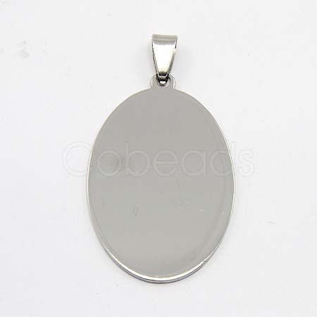 Tarnish Resistant DIY Materials 201 Stainless Steel Flat Oval Hand Stamping Blank Tag Pendants STAS-O044-124-1