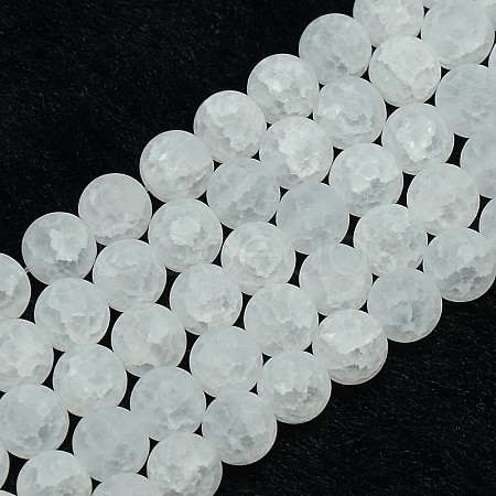 Synthetic Frosted Crackle Quartz Round Beads Strands G-L155-8mm-06-1