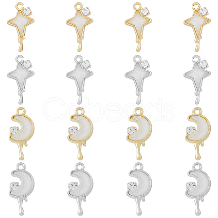 16Pcs 4 Style Alloy Micro Pave Cubic Zirconia Pendants FIND-DC0002-69-1