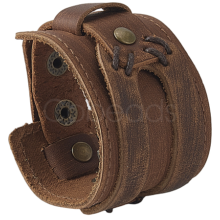 Cowhide Leather Cord Bracelets for Women Men BJEW-WH20012-04AG-02-1