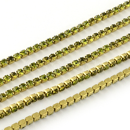 Nickel Free Raw(Unplated) Brass Rhinestone Strass Chains CHC-R119-S6-03C-1-1