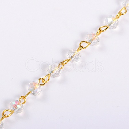 Handmade Rondelle Glass Beads Chains for Necklaces Bracelets Making AJEW-JB00037-04-1