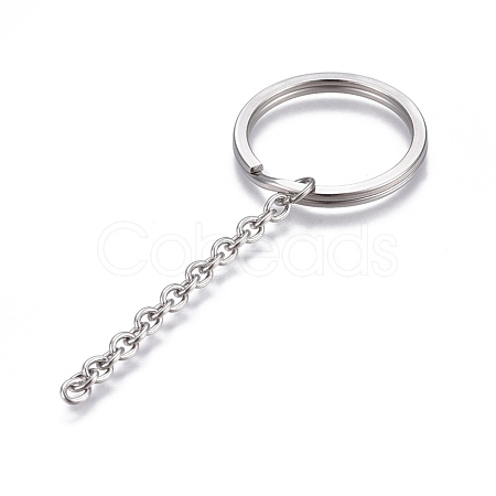 Tarnish Resistant 304 Stainless Steel Split Key Ring Clasps STAS-L226-009E-1