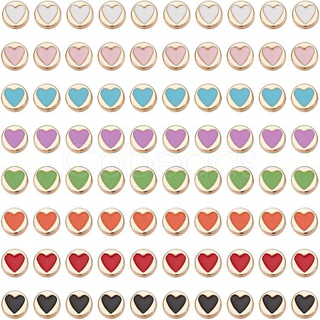 80Pcs 8 Colors Alloy Enamel Beads DIY-AR0003-86-1