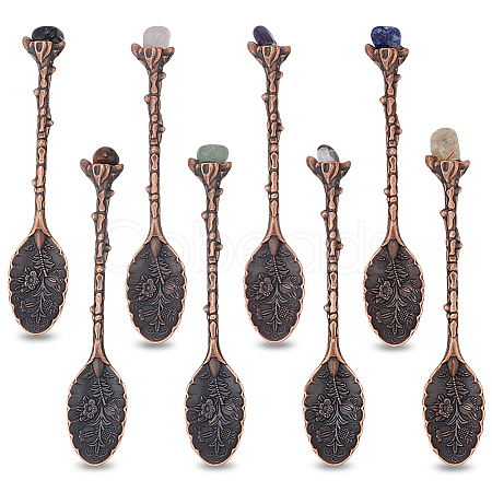 8Pcs 8 Styles Zinc Alloy Coffee Tea Spoon AJEW-NB0006-51-1