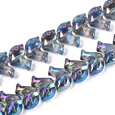 Electroplate Transparent Glass Beads Strands EGLA-N017-06-A03-1