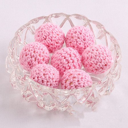 Handmade Woolen Macrame Wooden Pom Pom Ball Beads MAKN-PW0001-048D-1