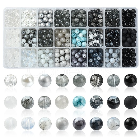 24 Style Glass Beads GLAA-YW0001-51-1