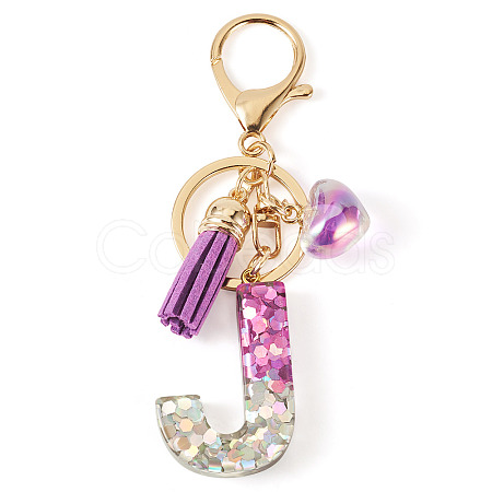 Alloy Resin Heart Keychains KEYC-TADJ0002-01G-J-1
