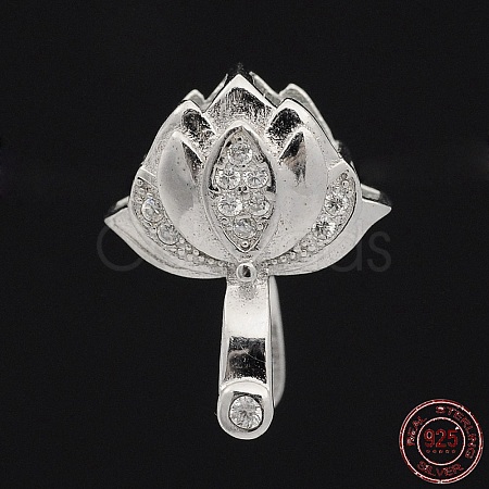 Anti-Tarnish Trendy Rhodium Plated 925 Sterling Silver Micro Pave Cubic Zirconia Pinch Bails X-STER-M088-01-1